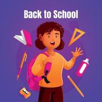 a little girl student ready to learn back to school vector