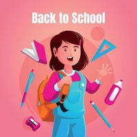 a little girl student ready to learn back to school vector