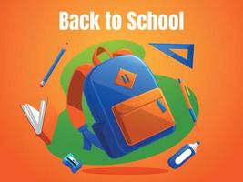 school bag with stationery Back to school poster vector