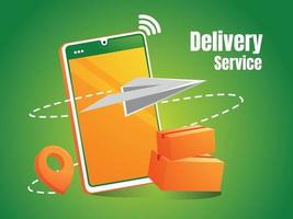 delivery service application with smartphone vector