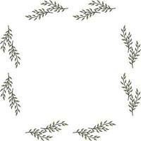 Square frame made of green branches. Branches on white background for your design. vector