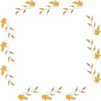 Square frame with horizontal orange branches and leaves on white background. Isolated wreath for your design. vector