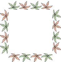 Square with bright floral elements. Vector on white background for your design.