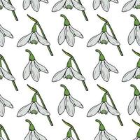 Seamless pattern with big snowdrops for fabric, textile, clothes, tablecloth and other things. Vector image.