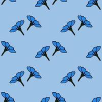 Seamless pattern with cozy blue flowers forget-me-not for fabric, textile, clothes, tablecloth and other things. Vector image.