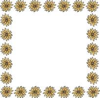 Square frame with yellow flowers on white background. Vector image.