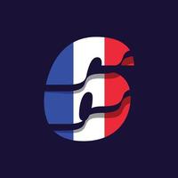 France Numeric Flag 6 vector