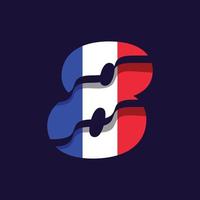 France Numeric Flag 8 vector