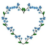 Heart frame of flowers forget-me-not for your design. vector