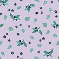 Vector seamless  pattern with leaves and berries icons. Flat style hand drawn illustration. Cute design for wrapping paper, greeting cards, posters, banner and fabric.