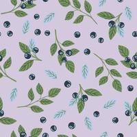 Vector seamless pattern with leaves and berries icons. Flat style hand drawn illustration. Cute design for wrapping paper, greeting cards, posters, banner and fabric.