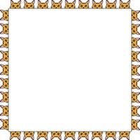 Square frame with orange cat. Isolated wreath on white background for your design vector