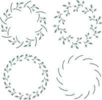 Four round frames made of fir and pine branches . Wreaths on white background for your design vector