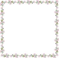Square frame made of cosmos, clover, chamomile, carnation and poppy buds. Romantic floral square on white background for your design. vector