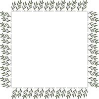 Square frame with green branches. Isolated wreath on white background for your design vector