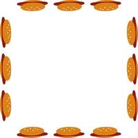 Square frame with great hot dog on white background. Vector image.