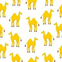 Seamless pattern with camel on a white background. Vector childish illustration