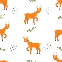 Seamless pattern with cute gazelle on a white background. Vector childish illustration