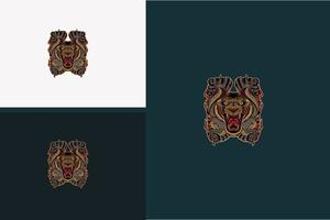 head devil and head tiger vector flat design