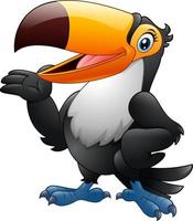 Cartoon funny toucan presenting vector