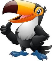 Cartoon funny toucan giving thumb up vector