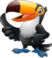 Cartoon funny toucan waving vector