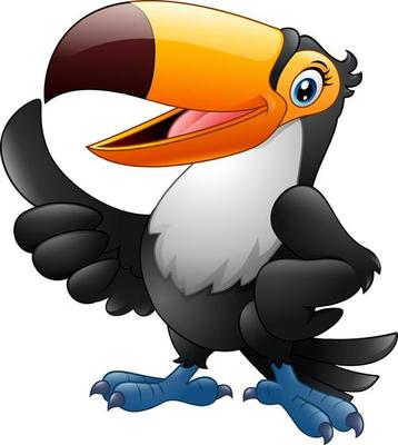 Cartoon funny toucan waving