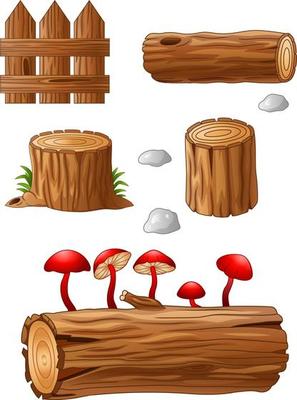 Set of timber and stump illustration