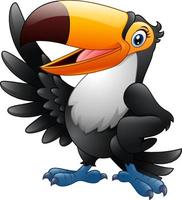 Cartoon funny toucan waving vector