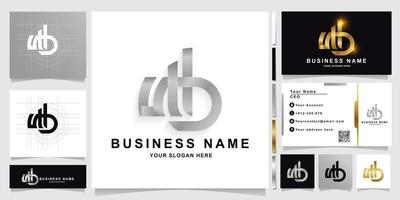 Letter NHB or UHD monogram logo template with business card design vector