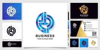 Letter eSbP or ebP monogram logo template with business card design vector