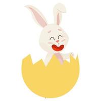 Bunny. Cute Smile Rabbit into Broken Egg. vector