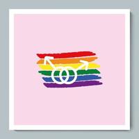 Rainbow Flag with Gender Two Malle LGBT Symbol vector