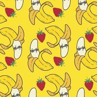 Seamless pattern of banana and Strawberry for summer concept vector