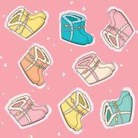 patrón de dibujos animados de zapatos o botas para niños en diferentes colores vector