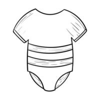 Baby clothes, outline cute slip. Vector doodle illustration.