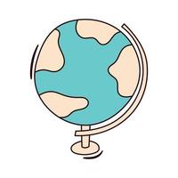 Vector doodle illustration of hand drawn globe isolated on white.