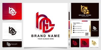 Letter HRt or hRv monogram logo template with business card design vector