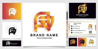 Letter AA or RA monogram logo template with business card design vector
