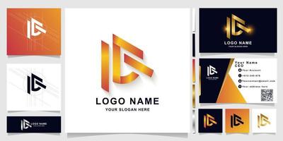 Letter AC or IE monogram logo template with business card design vector