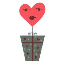 Happy Valentines day card vector illustration. Cupid, hearts, candies, diamonds.