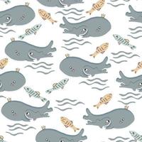 Vector seamless pattern for kids with cute nordic baby animals. Scandinavian style.