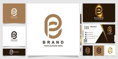 Minimalist elegant letter PB monogram logo template with business card design vector