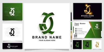 Letter AC or GC monogram logo template with business card design vector