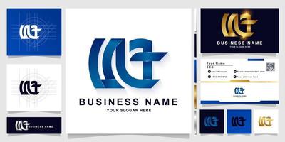 Letter NA or ULA monogram logo template with business card design vector