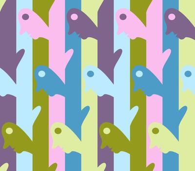 colored vector seamless pattern of abstract faces simple style