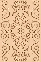 Graceful pattern, imitation of antiquity, curls, birds vases vector illustration