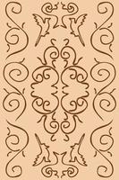 Graceful pattern, imitation of antiquity, curls, birds vases vector illustration