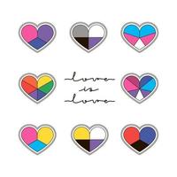 banderas de identidad sexual. símbolo de la bandera lgbt del arco iris. feliz día de la fiesta de amor o logotipo del concepto de orgullo. detener la homofobia. vector