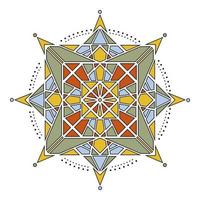 elemento de mandala geométrico de color de contorno vector